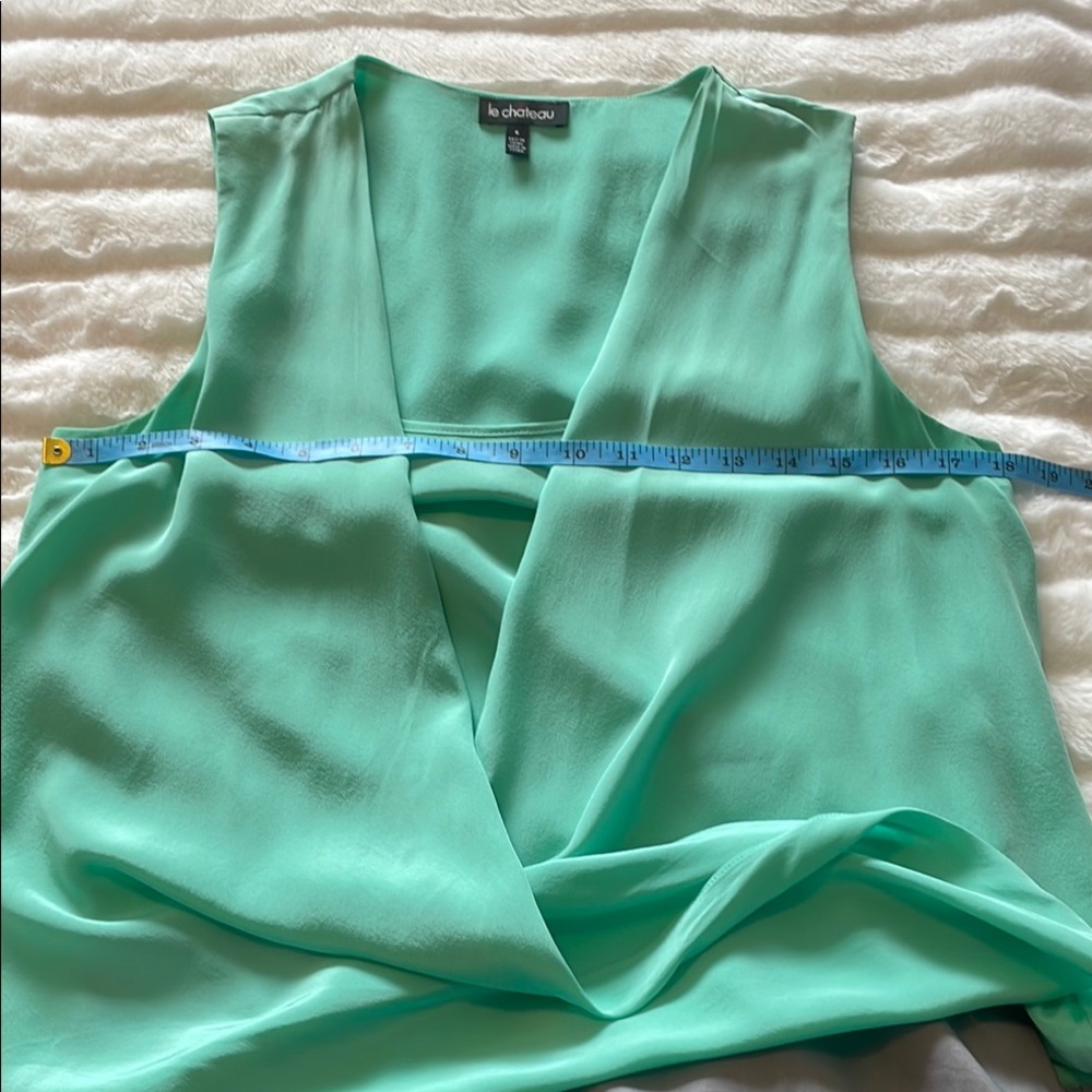 🇨🇦 le chateau dress,  Mint Green silk Drape Top with Grey skirt - Picture 12 of 13